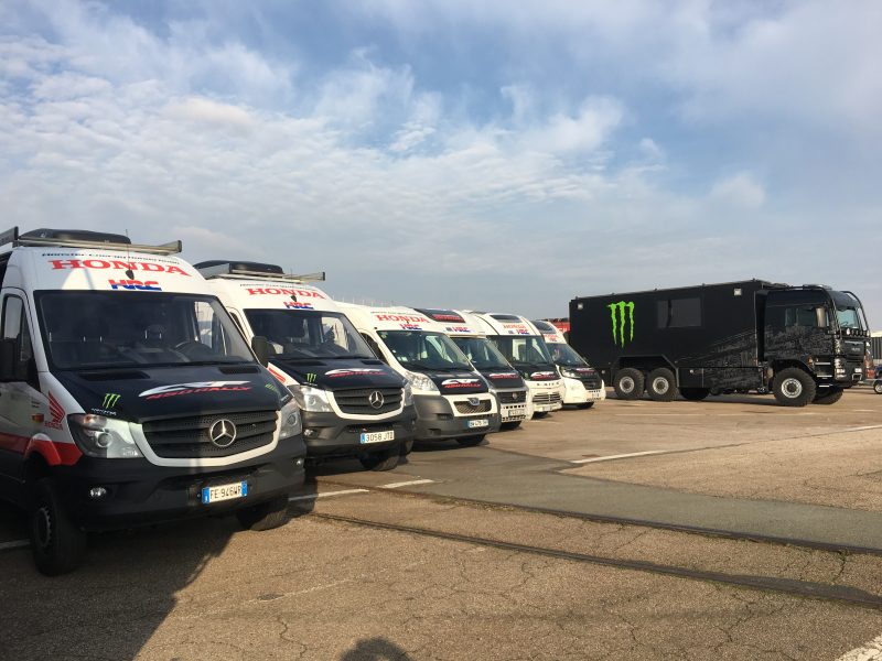 South America bound: Monster Energy Honda Team load the vehicles in Le Havre