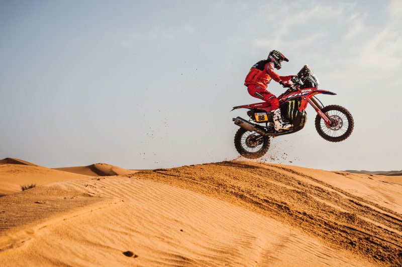 First stage win for the Monster Energy Honda Team at the 2022 Dakar. Barreda, the rider with the third highest number of stage victories